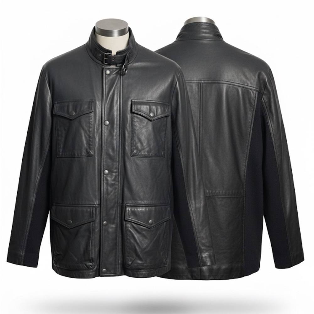 GAP Women Navy Blue Lambskin Leather Field Jacket XXL PLUS pockets - Picture 5 of 5
